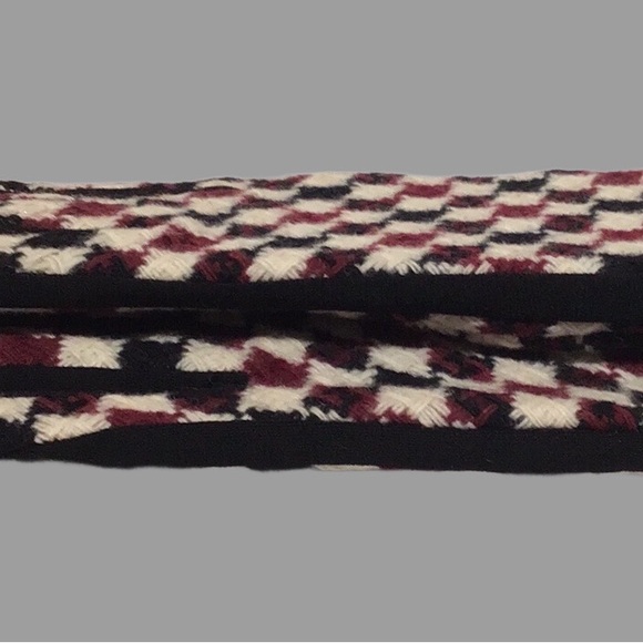 Vintage Woven Envelope Shoulder Bag and Gloves Set, Maroon/Black/Cream, 3-Pieces - Picture 12 of 14